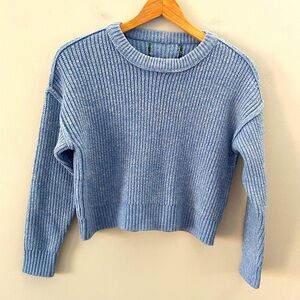 ❄️American Eagle Wool Blend Cropped Exposed Seam Crewneck Dolman Knit Sweater
